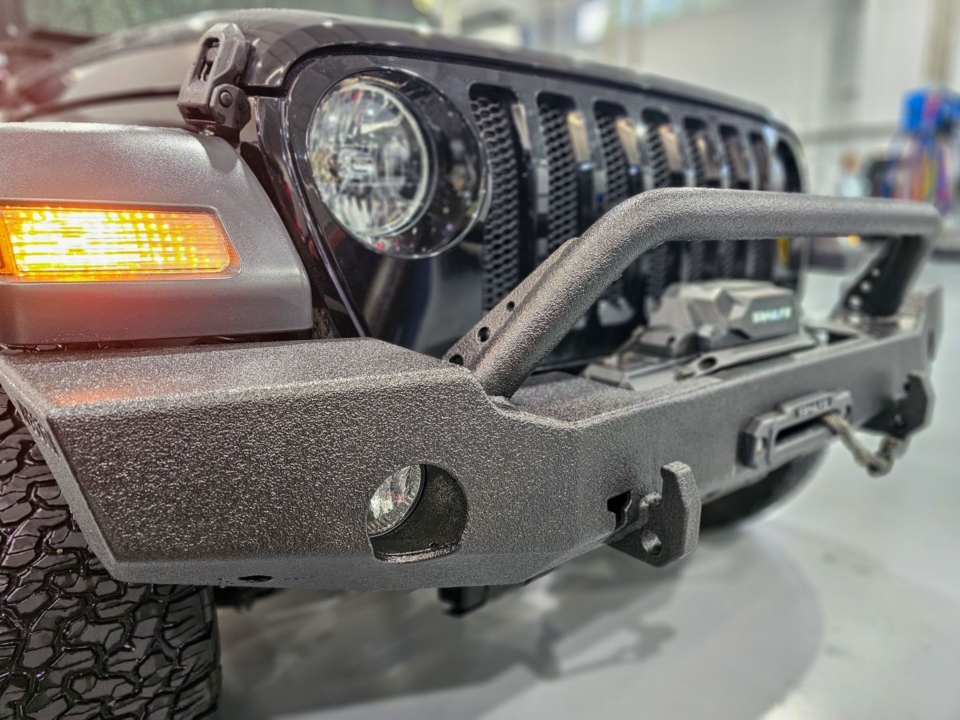 Bedliner spray on bumper wrangler
